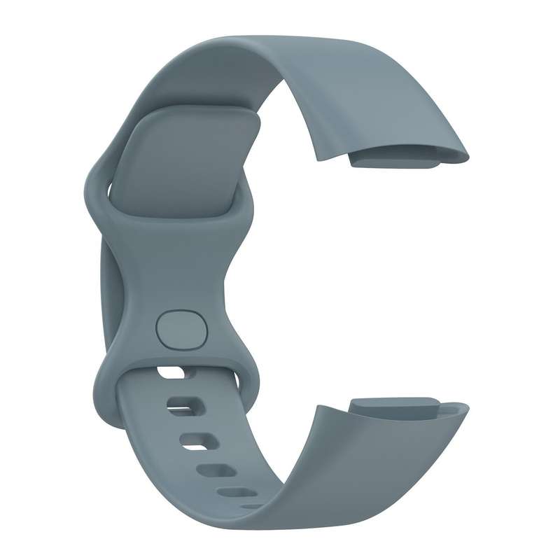 For Fitbit Charge 5 Silicone Watch Band, Size:L(Steel Blue)