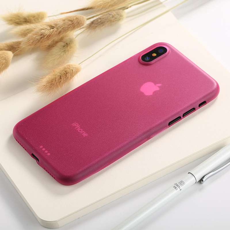 For iPhone X / XS Ultra-thin Frosted PP Protective Back Cover Case (Magenta)