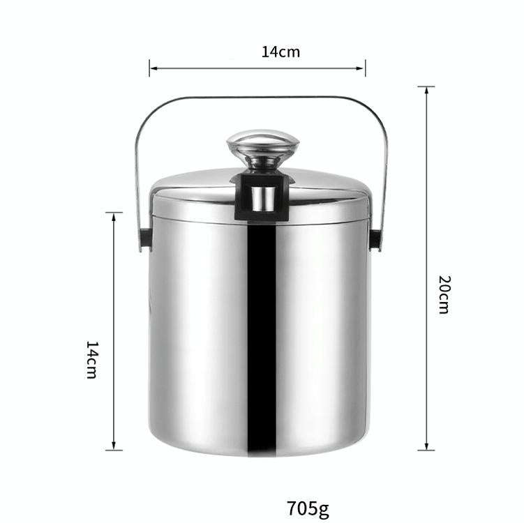 304 Stainless Steel Ice Bucket Double-Layer Hollow Bar Beer Wine Barrel With Ice Clip, Capacity: ...