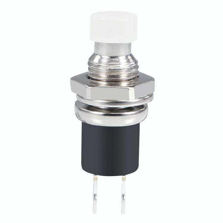10 PCS 7mm Thread Multicolor 2 Pins Momentary Push Button Switch(White)