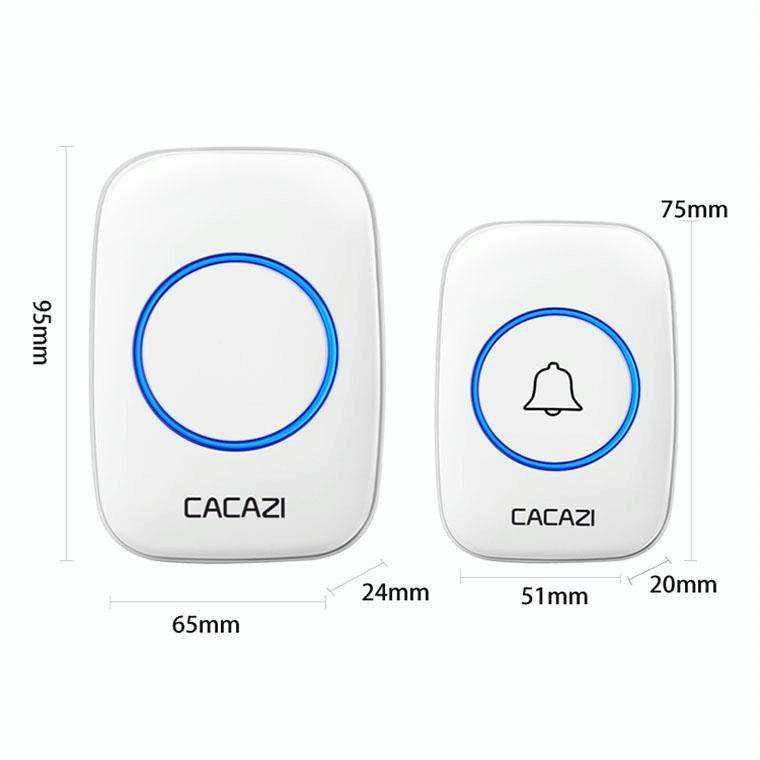 CACAZI A10DC 1 To 2 Battery Type Home Smart Waterproof Electronic Wireless Doorbell(White)