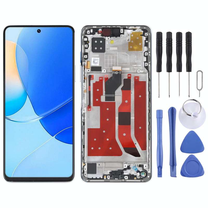 Original LCD Screen and Digitizer Full Assembly with Frame for Huawei Nova 9 SE(Silver)