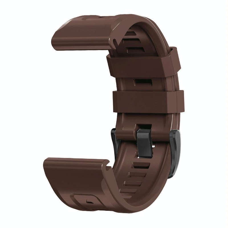 For Garmin Fenix 7X / 6X / 5X 26mm Black Buckle Silicone Watch Band(Dark Brown)