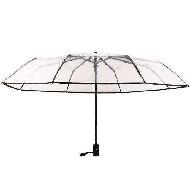 Creative Transparent Folding Umbrella 8 Bones Automatic Umbrella(Black)