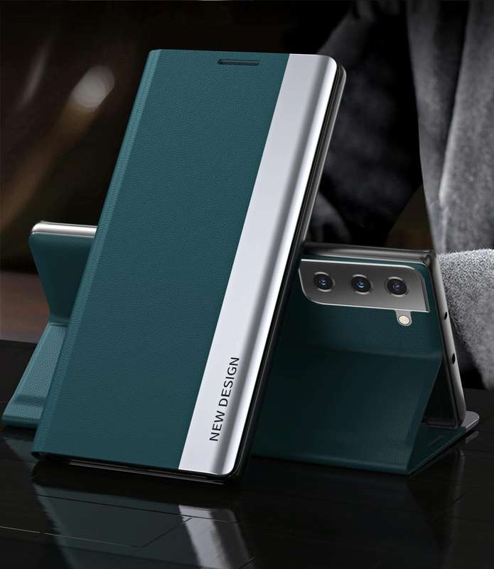 For Samsung Galaxy S21 5G Side Electroplated Magnetic Ultra-Thin Horizontal Flip Leather Case wit...