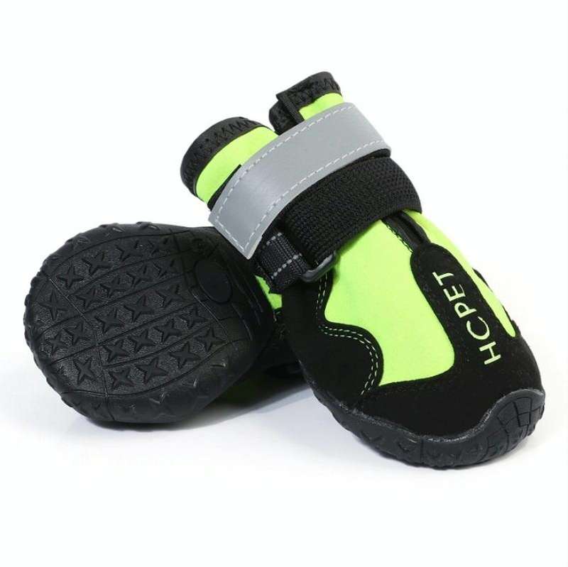 HCPET Dog Non-Slip Wear-Resistant Rain Boots Pet Outdoor Waterproof Shoes, Size: 7(Green)