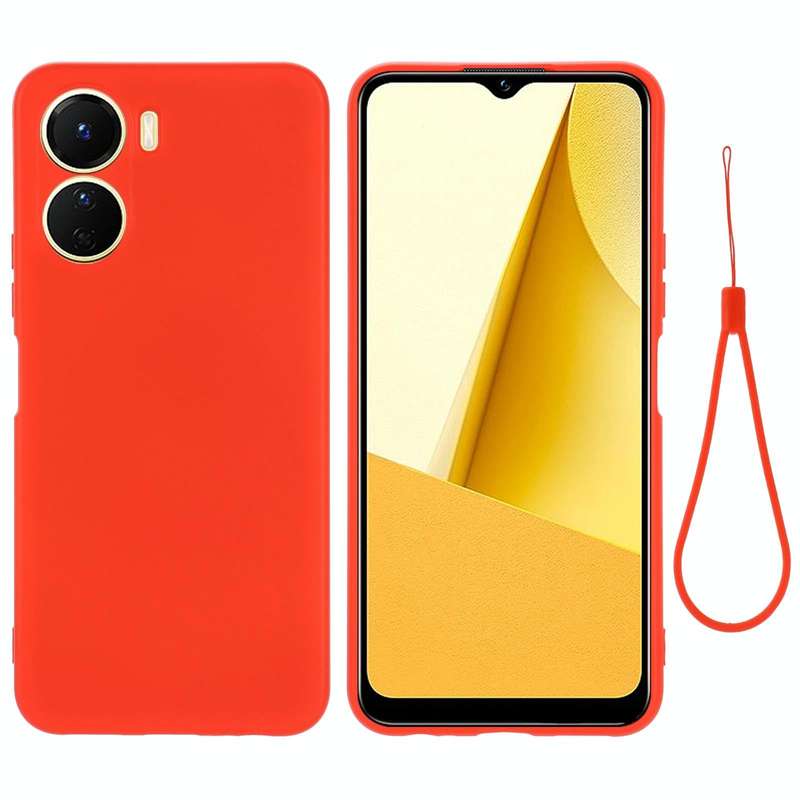 For vivo Y16 Pure Color Liquid Silicone Shockproof Full Coverage Phone Case(Red)