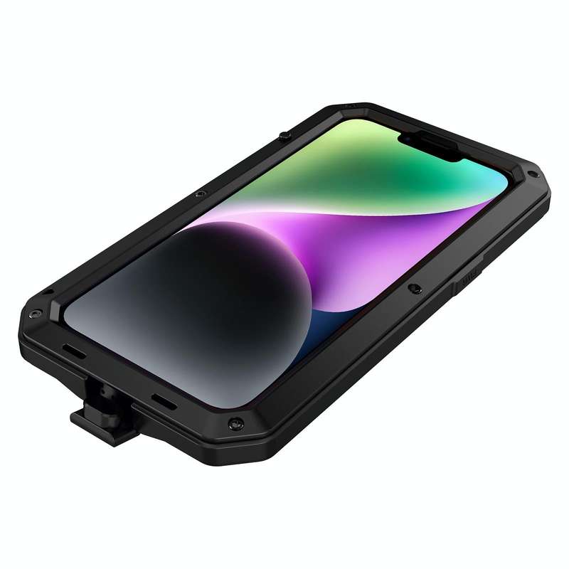 For iPhone 14 Shockproof Waterproof Silicone + Zinc Alloy Case (Black)