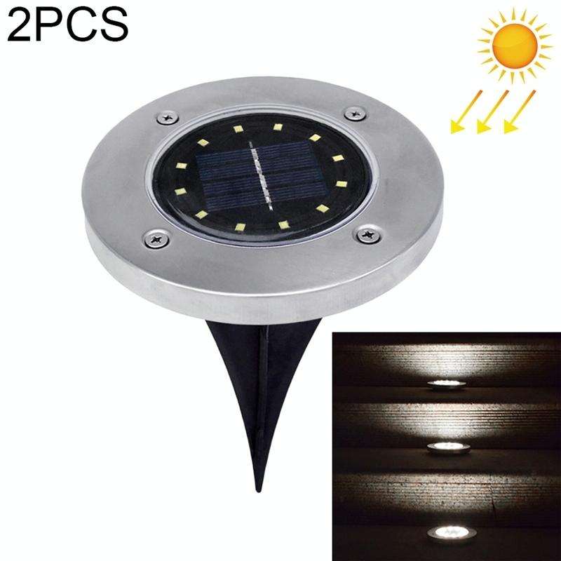 2 PCS 12 LEDs Solar Powered Buried Light Under Ground Lamp IP65 Waterproof Outdoor Garden Street ...