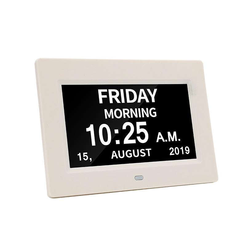 7-inch Digital Frame Calendar Day Clock Light Sensor Support Video and Picture Playback, EU Plug(...