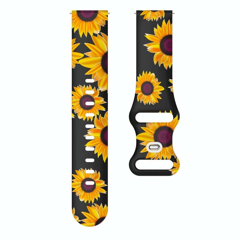 For Fitbit Versa Printing Butterfly Buckle Silicone Watch Band(Sun Flowers)