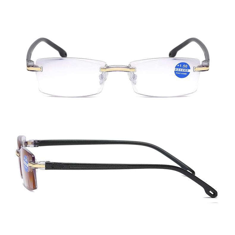 Rimless Anti Blue-ray Blue Film Lenses Presbyopic Glasses, +1.00D(Black)