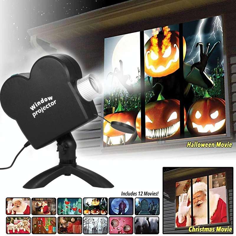 Christmas Halloween Laser Projector Mini Window Home Theater Projector, Plug Type:US Plug