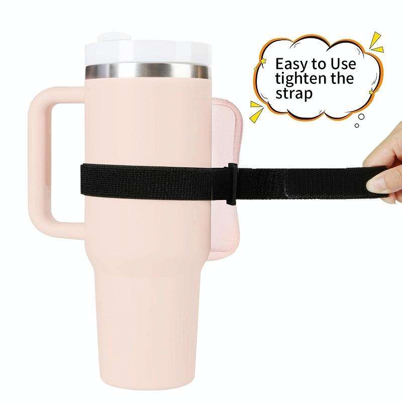 Water Cup Sided Storage Pockets With Zipper Fit For 40Oz Tumbler(Double Pocket-White)