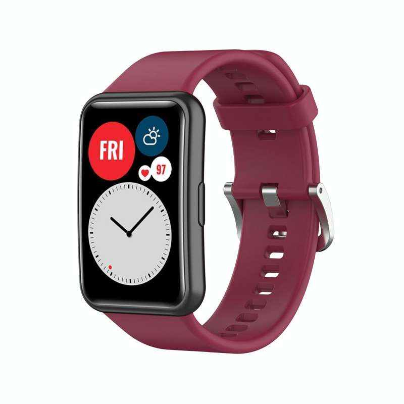 For Huawei Watch Fit TIA-B09 Silicone Watch Band(wine red)