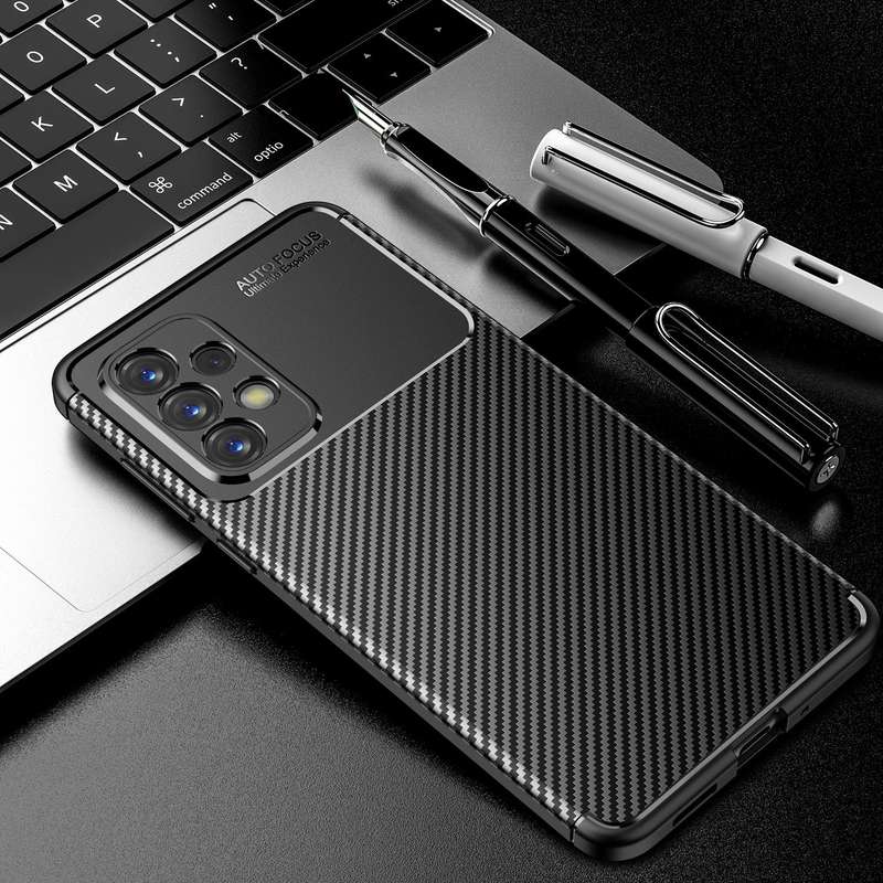 For Samsung Galaxy A73 5G Carbon Fiber Texture TPU Phone Case(Black)