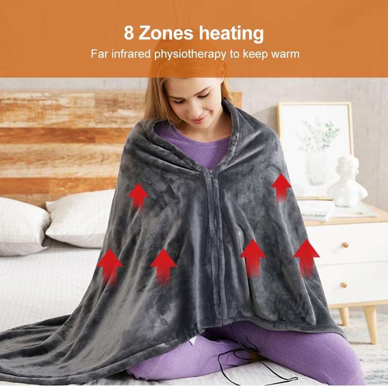 3-speed Temperature Control 8-zone Heating USB Electric Shawl Electric Blanket 150 x 85cm(Gray)