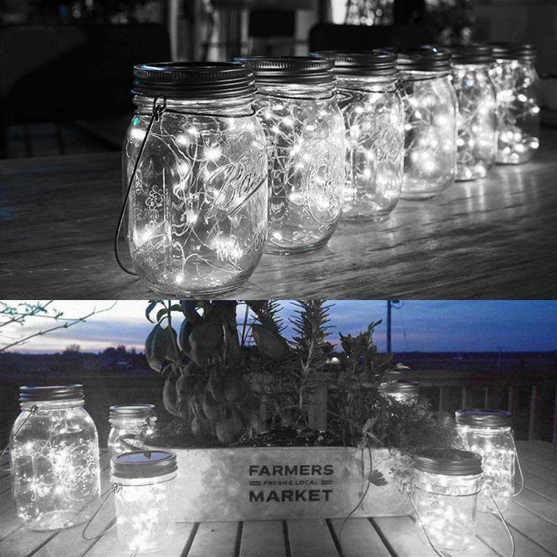 20 LEDs Solar Energy Mason Bottle Cap Pendent Lamp Outdoor Decoration Garden Light, Not Include B...