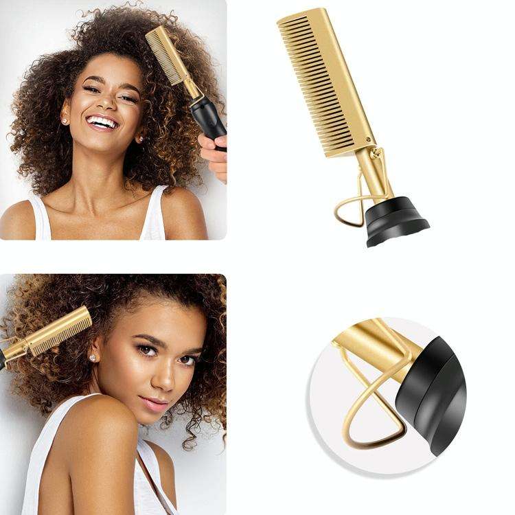 Multifunctional Comb Dry And Wet Dual-Use Curly Hair Straightening Stick Electric Perm Comb US Pl...