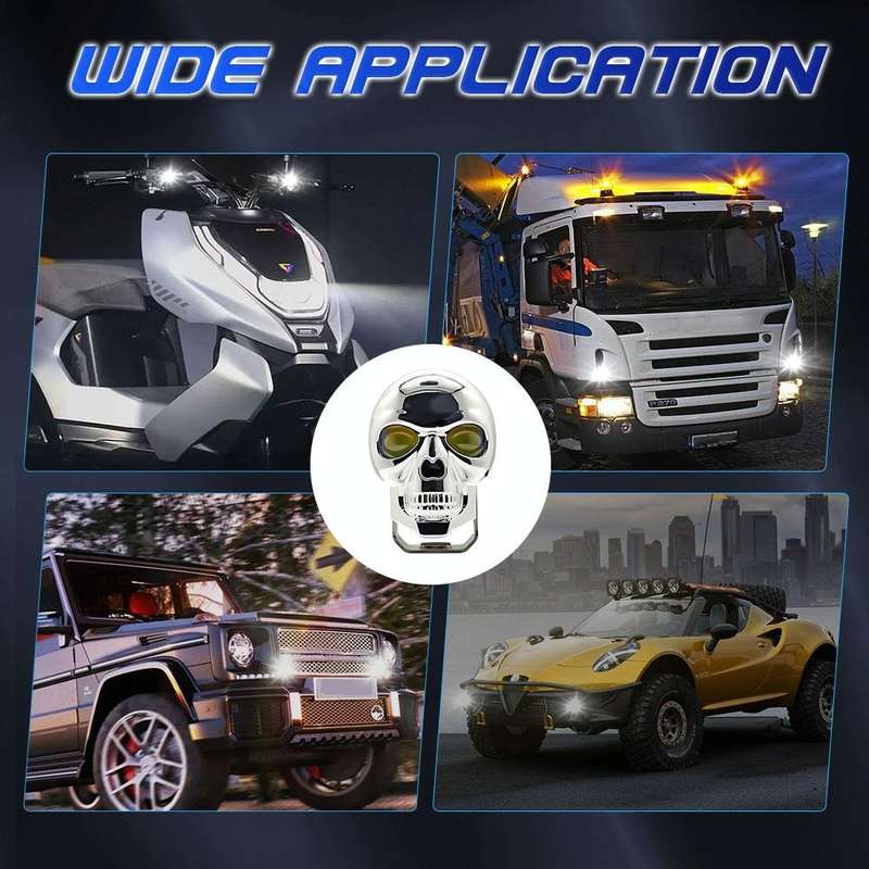 26W 3000LM Car Motorcycle IP68 Waterproof Skull Style Spotlight(Black)
