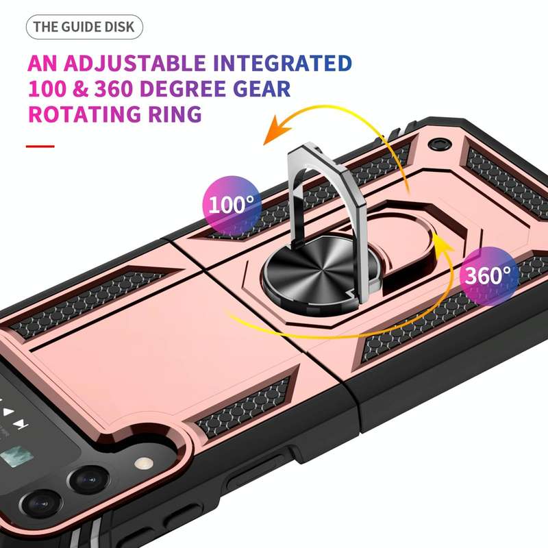 For Samsung Galaxy Z Flip4 Shockproof TPU + PC Phone Case with Holder(Rose Gold)
