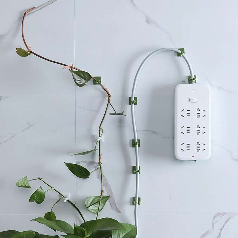 Large 50pcs Plant Climbing Wall Buckle Vine Traceless Plant Fixer Self-Adhesive Hooks(Green)