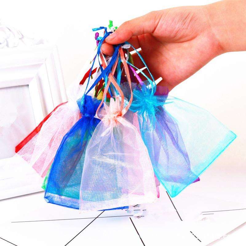 100 PCS Organza Gift Bags Jewelry Packaging Bag Wedding Party Decoration, Size: 7x9cm(D16 Lake Blue)