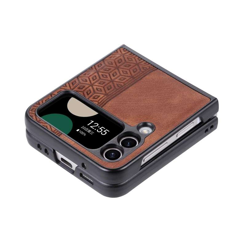 For Samsung Galaxy Z Flip4 5G AZNS 3D Embossed Skin Feel Phone Case(Brown)