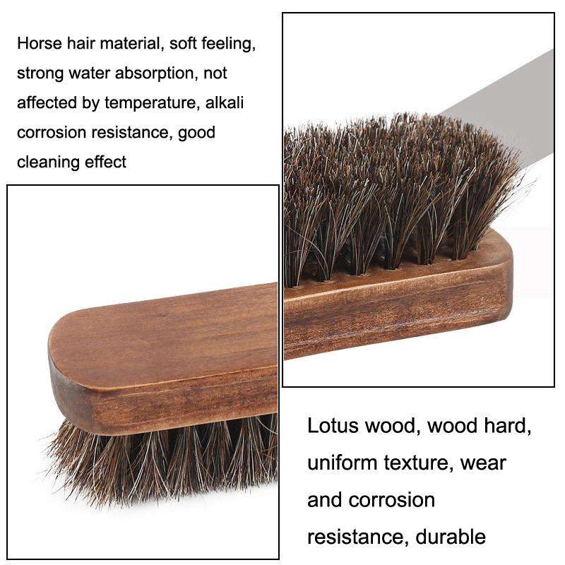 Horse Mane Shoes Brush Mahogany Brush Fur Shoes Cleaning And Dust Brush(Brown)