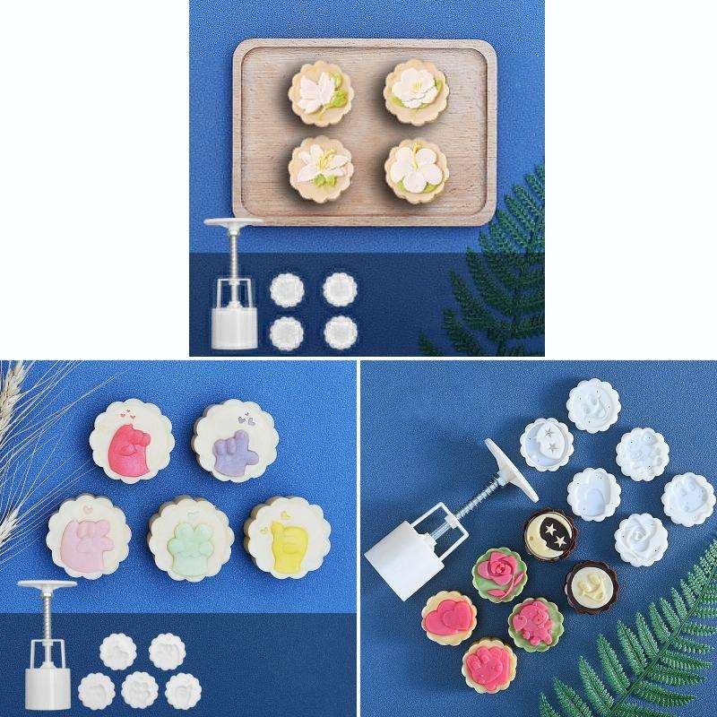 2 PCS Moon Festival Round Hand-Pressed Pastry Mold Baking Tools, Model: 41