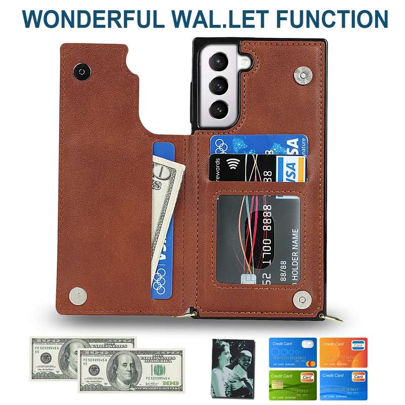 For Samsung Galaxy S21 5G Cross-body Square Double Buckle Flip Card Bag TPU+PU Case with Card Slo...