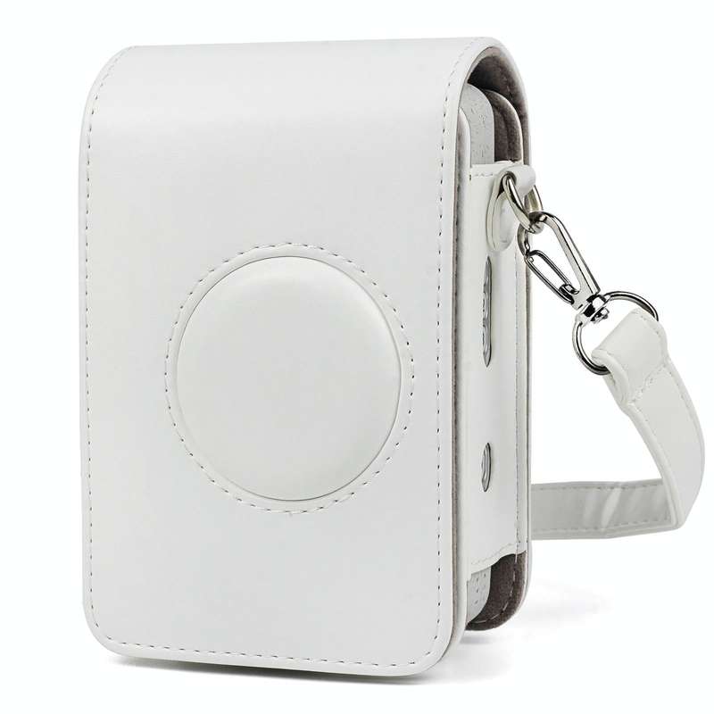Full Body Camera Retro PU Leather Case Bag with Strap for FUJIFILM instax mini Liplay (White)