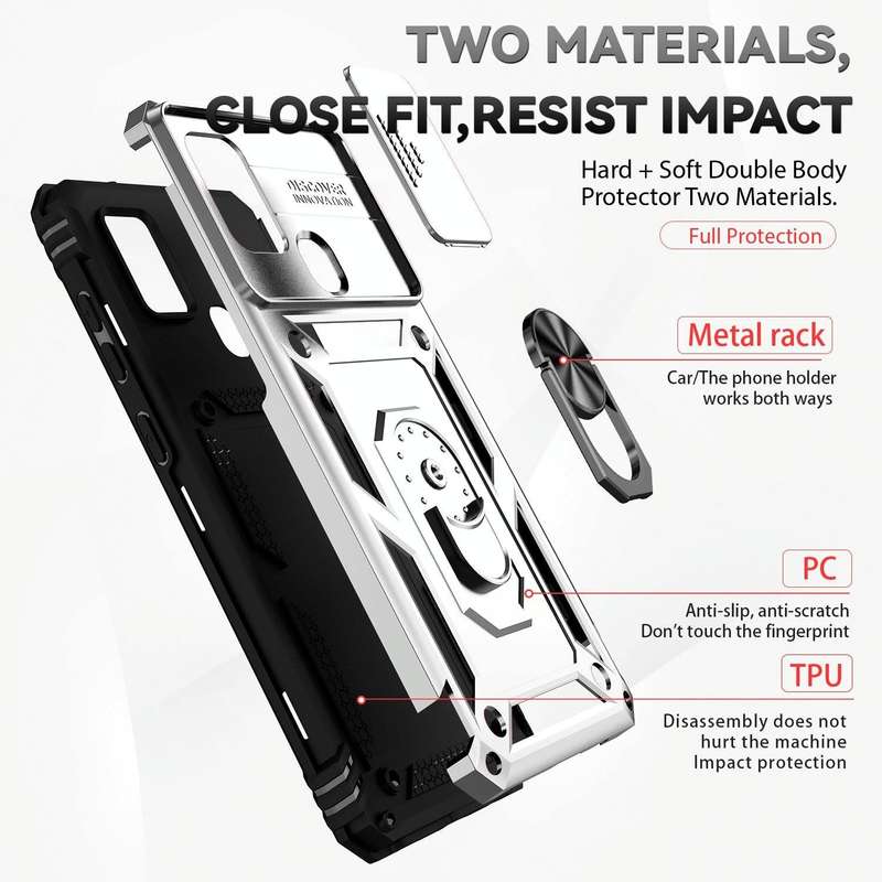 For Samsung Galaxy A21s Sliding Camshield Holder Phone Case(Silver)