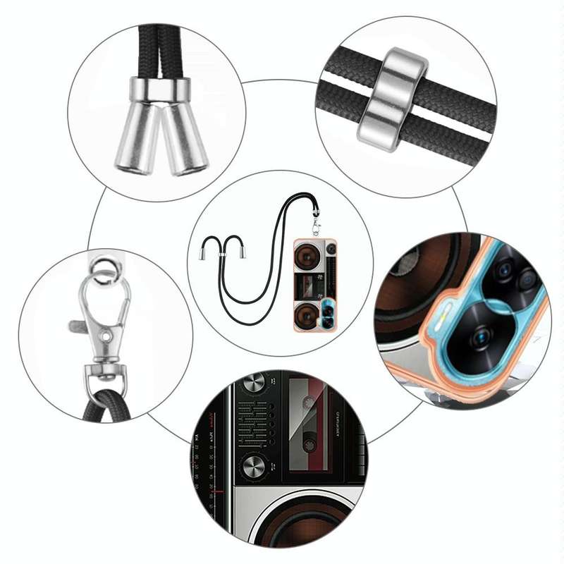 For Honor 90 Lite 5G Electroplating Dual-side IMD Phone Case with Lanyard(Retro Radio)