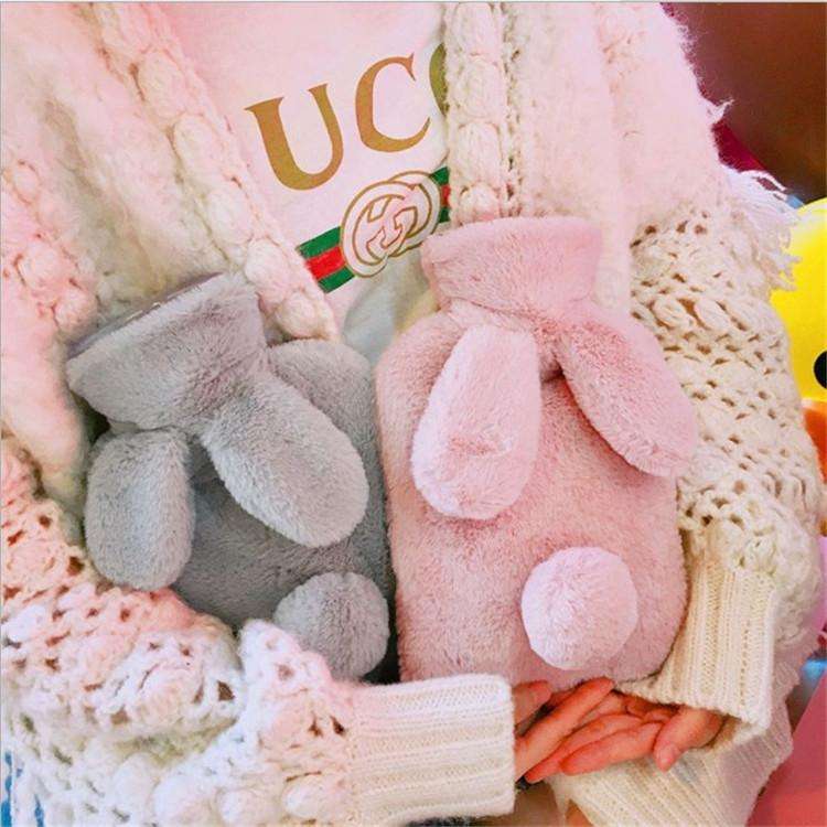 Cute Rabbit Hot Water Bottle Water Heating Handbag(Purple)