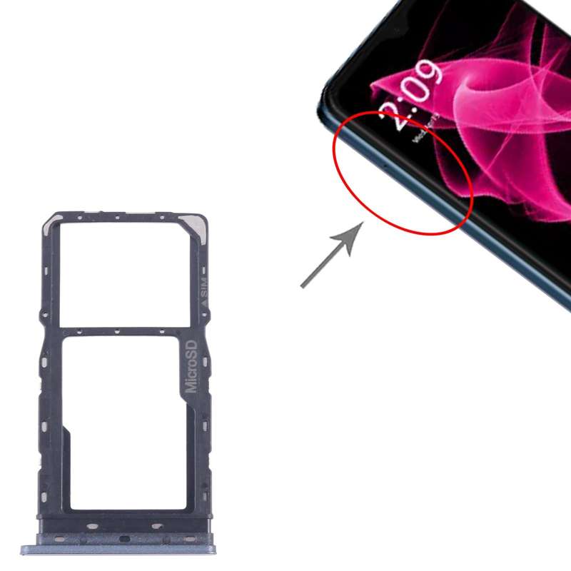 For T-Mobile Revvl 6 SIM Card Tray + Micro SD Card Tray (Blue)