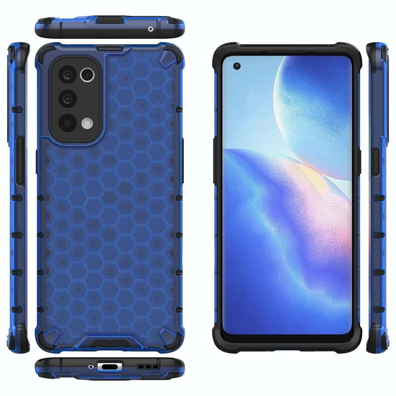 For Oppo Reno5 Pro 5G Shockproof Honeycomb PC + TPU Case(Blue)