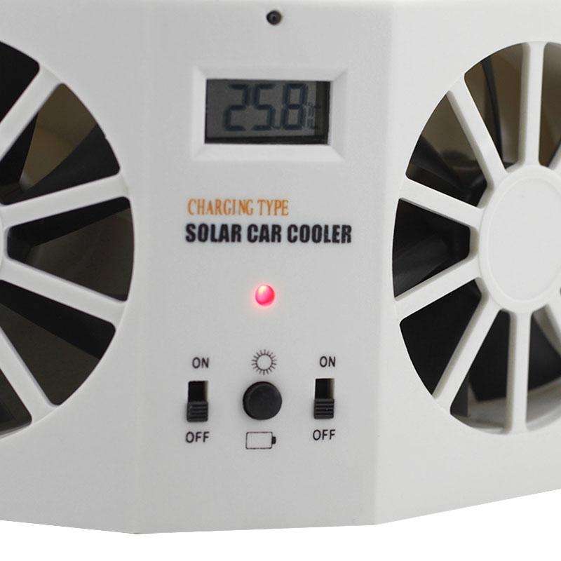 2W Solar Powered Car Auto Air Vent Cool Fan Cooler Ventilation System Radiator, with Temperature ...