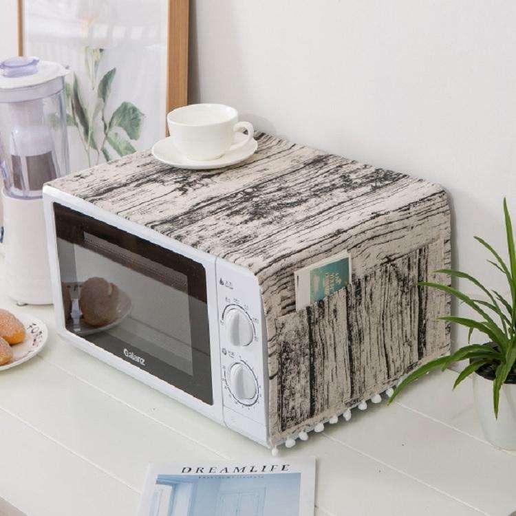 Cotton Linen Universal Microwave Oven Dustproof Storage Cover(Wood Grain)