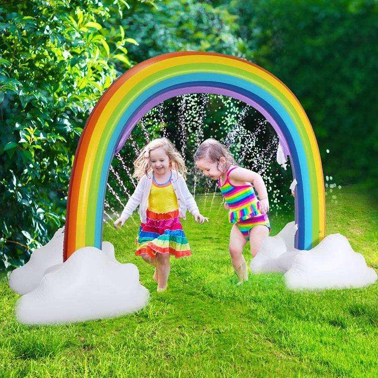 FY002 Inflatable PVC Outdoor Rainbow Arch Sprinkler Children Playing Water Toy(Colorful)