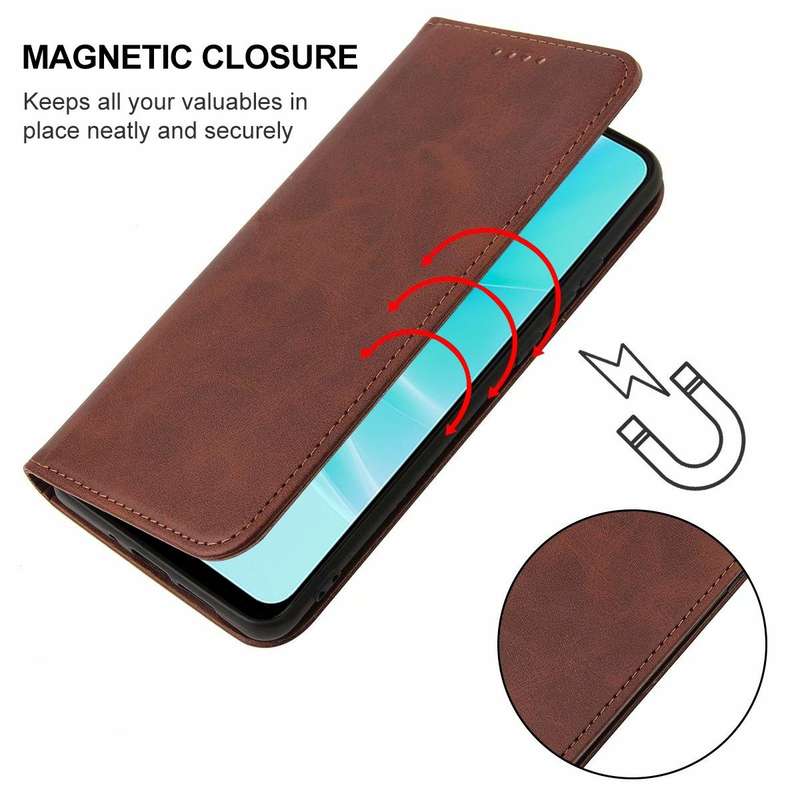 For OPPO A57 4G Magnetic Closure Leather Phone Case(Brown)