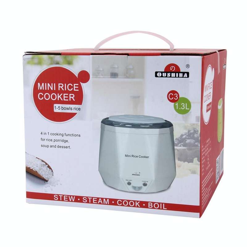 OUSHIBA Car Auto C3 Mini Multi-function Rice Cooker 12V 1.3L Volume for Rice Soup Noodles Vegetab...