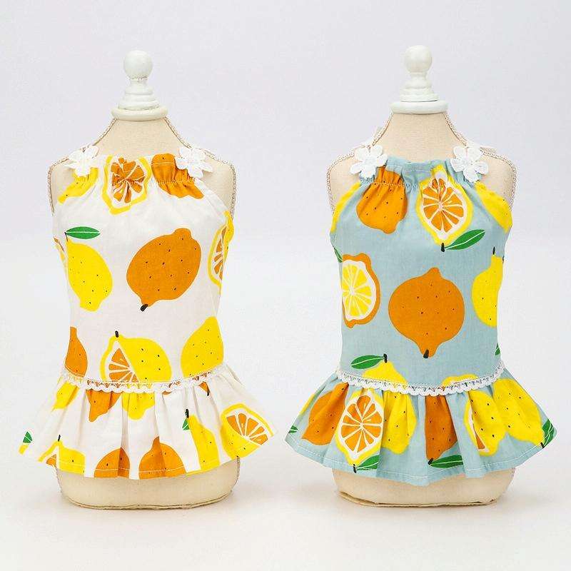 Pet Clothing Dog Cat Dress Lemon Skirt, Size: L(White)