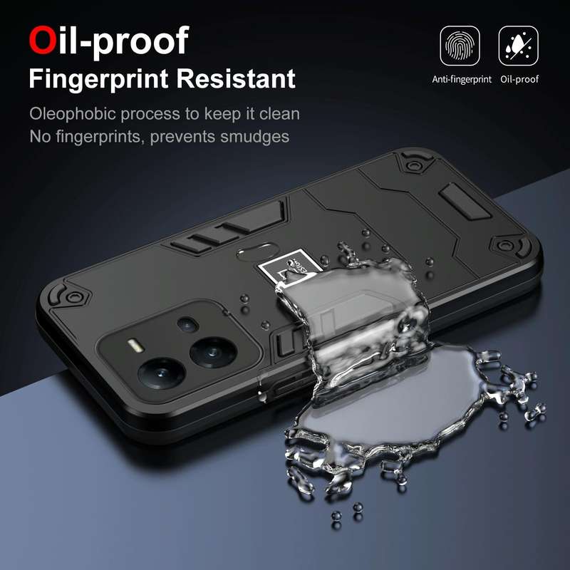 For vivo V25e 2 in 1 Shockproof Phone Case(Black)