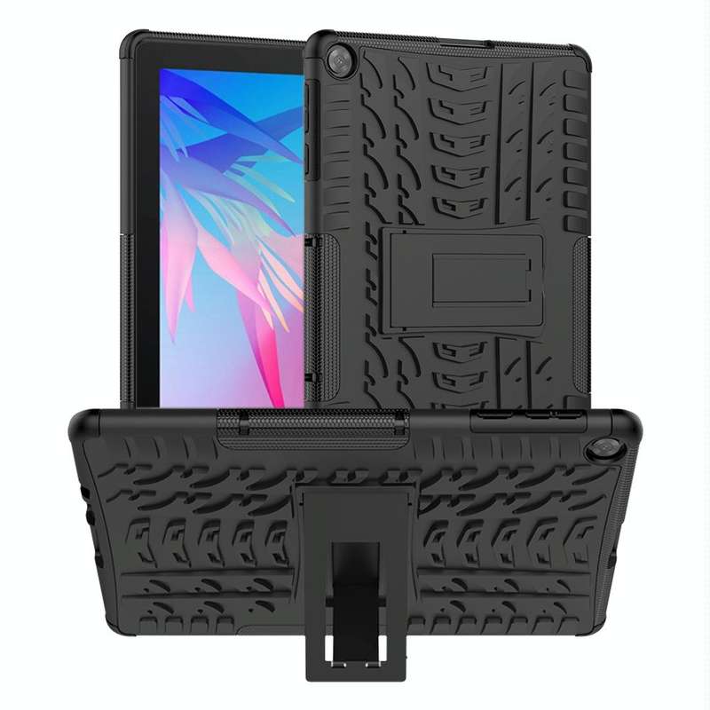For Huawei MatePad T10/T10S/Enjoy 2 Tire Texture Shockproof TPU+PC Protective Case with Holder(Bl...