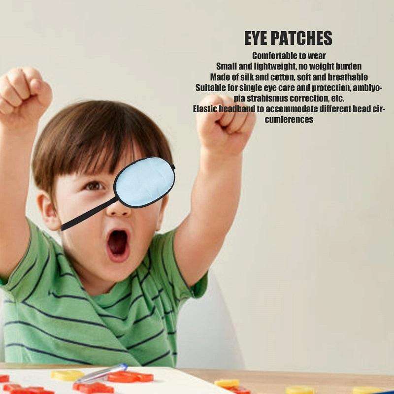 Children Silk Blackout Eye Mask Strabismus Correction Covering Eye Patch(Orange White Edge)