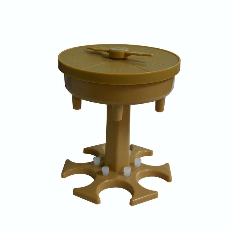 6 Cups Wine Dispenser Automatic Diversion Wine Pourer With Game Turntable, Style: Round Brown wit...