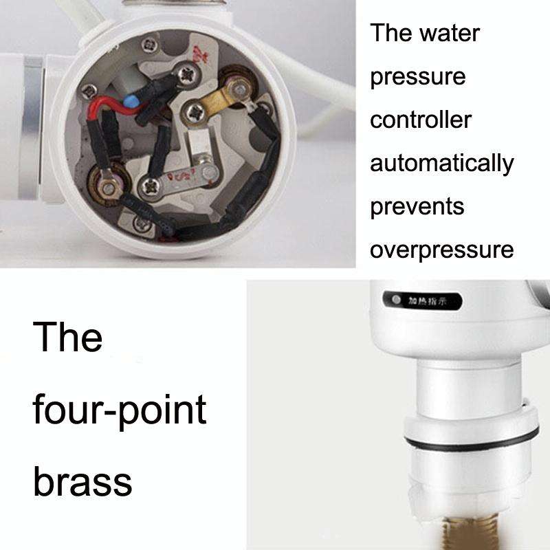 Kitchen Hot and Cold Dual-use Instant Faucets EU Plug, Style: Round Screen Type