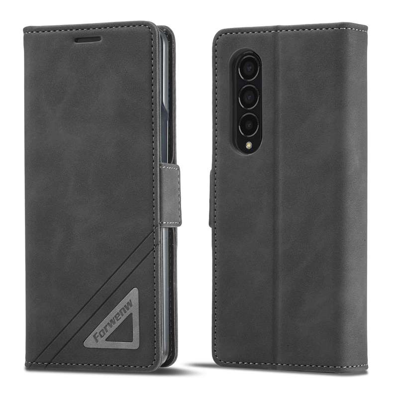 For Samsung Galaxy Z Fold3 5G Forwenw Dual-side Buckle Leather Phone Case(Black)