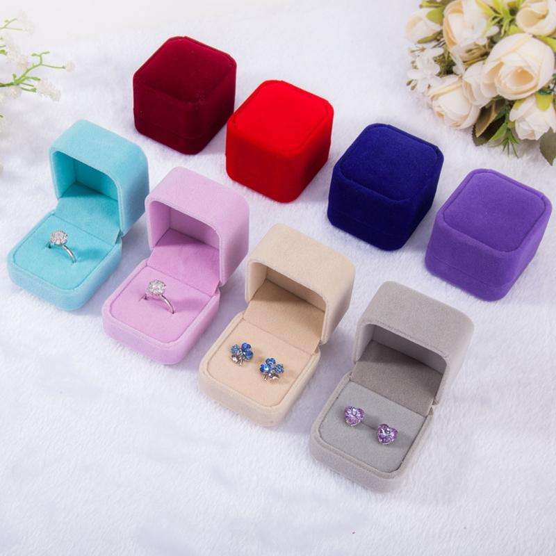 3 PCS Wedding Jewelry Accessories Square Velvet Jewelry Box Jewelry Display Case Gift Boxes Ring ...
